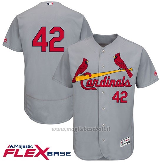 Maglia Baseball Uomo St. Louis Cardinals Jackie Robinson Grigio Flex Base